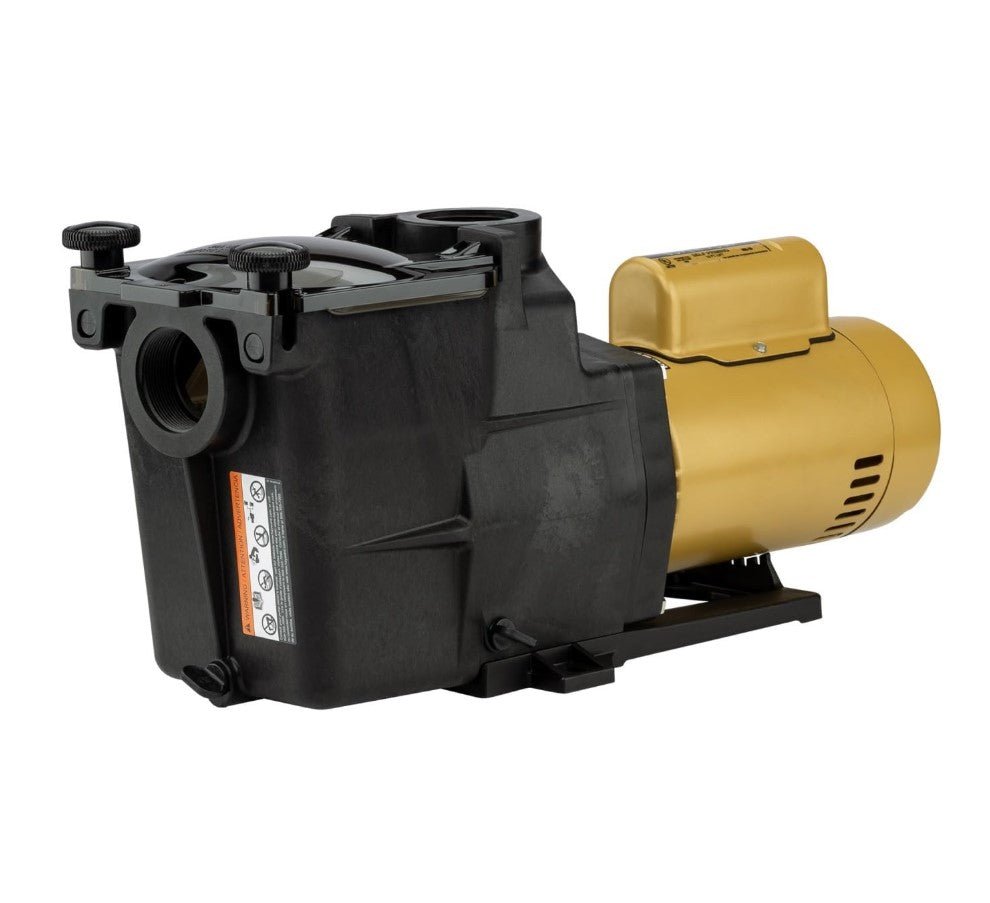 Hayward W3SP2607X10 Super Pump 1 HP Inground Pool Pump with durable black and gold housing, ideal for efficient pool water circulation.